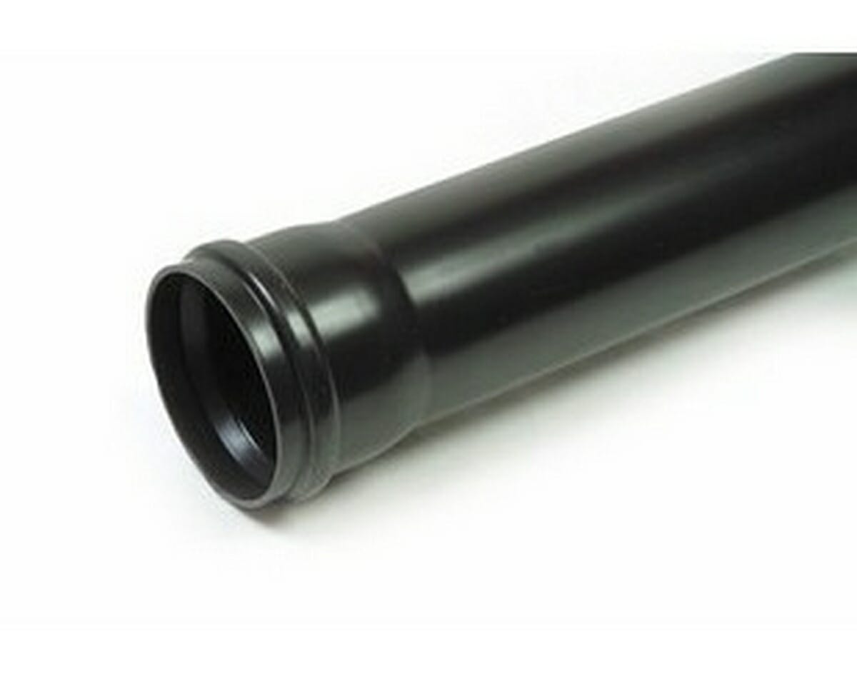 Polypipe Black Soil Single Socket Plastic Pipe 110mm x 3m