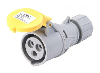 Deligo Yellow Industrial Speed Fit Three Pin Coupler IP44 16A 110V C110-16