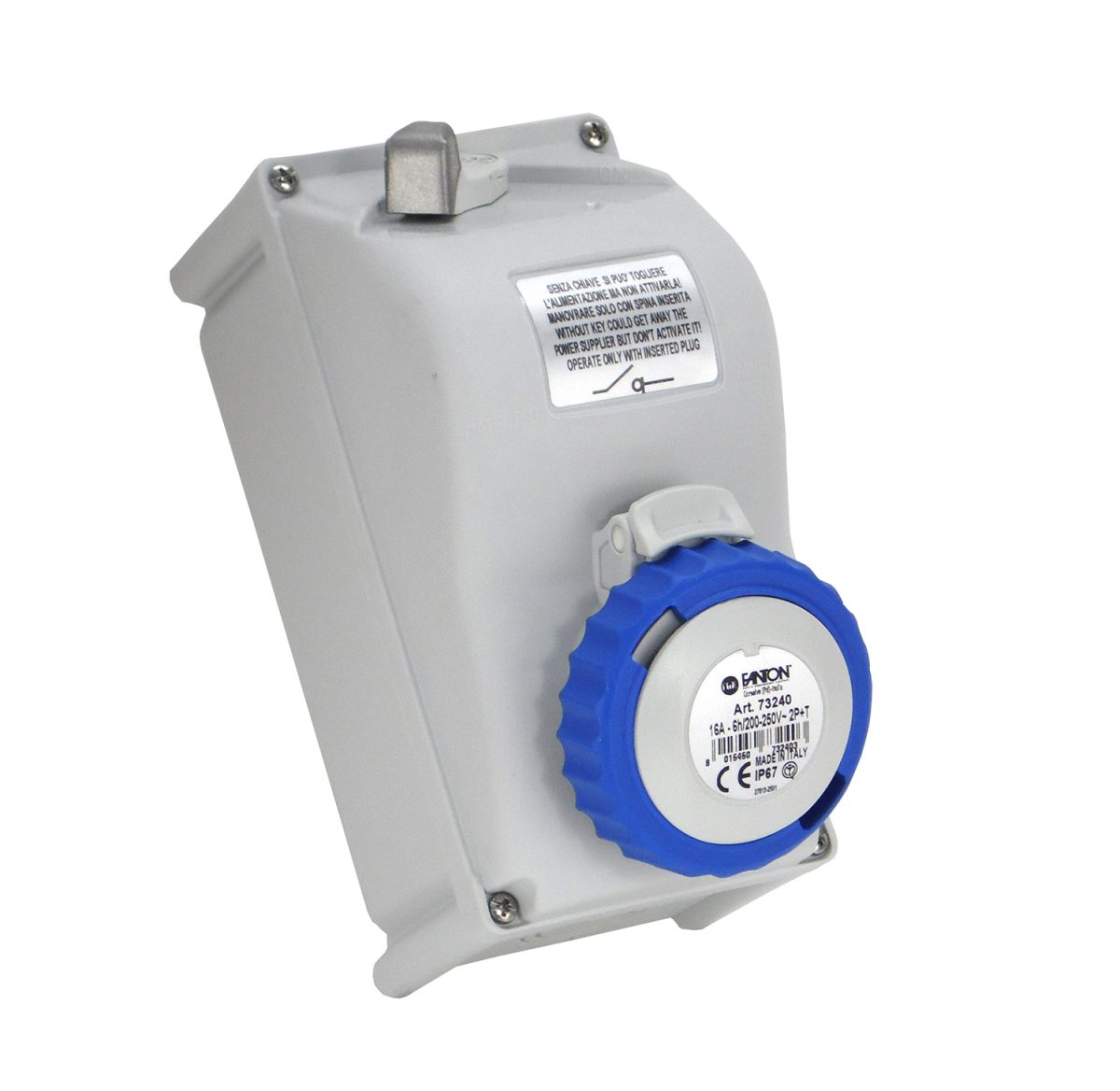 Europa 230V 2 Pole +E 32A 6h Switched Interlocked Socket (with key) SISW323PF