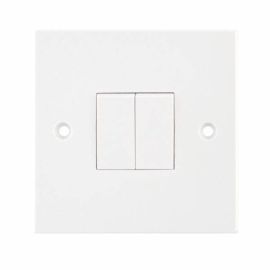 Selectric Square White 2 Gang 10AX 2 Way Plate Light Switch
