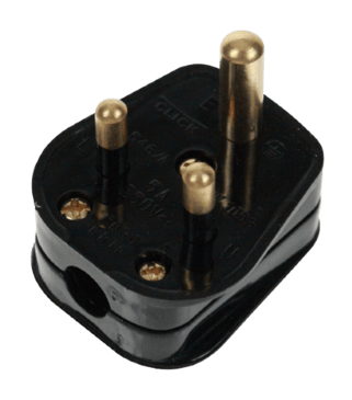 5A PVC Black Plug Top Round Pins PA176